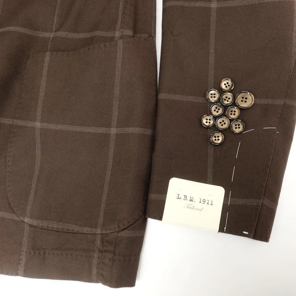 【新品】エルビーエム1911 L.B.M.1911 ストレッチコットン チェック テーラードジャケット ダークブラウン【 50 】【 状態ランクN 】【 メンズ 】