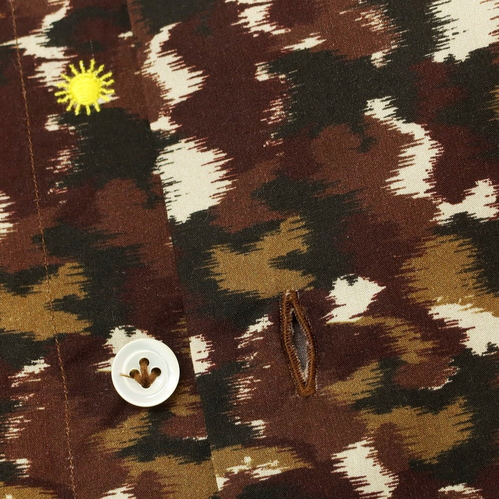 【新品】ジャンネット giannetto コットン ホリゾンタルカラー カジュアルシャツ ブラウンxカーキ【 S 】【 状態ランクN 】【 メンズ 】