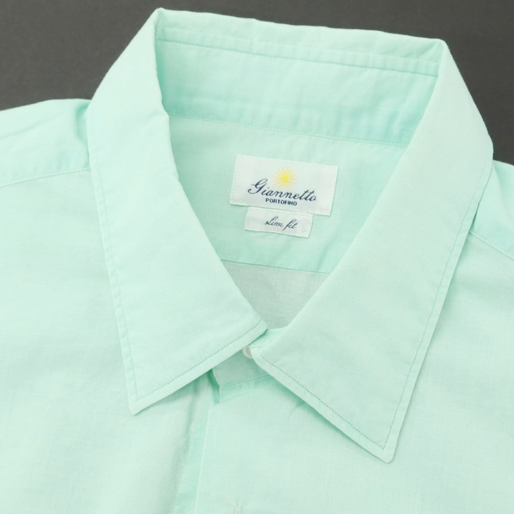 【新品】ジャンネット giannetto コットン レギュラーカラー カジュアルシャツ ミントグリーン【 43 】【 状態ランクN 】【 メンズ 】