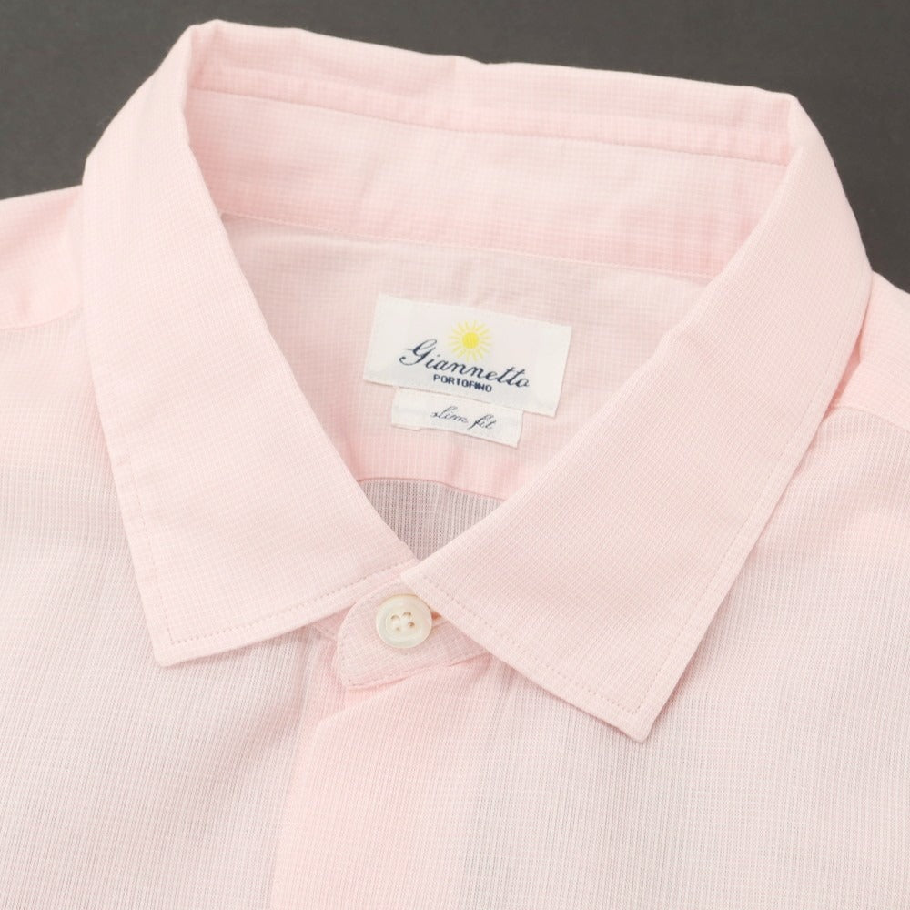 【新品】ジャンネット giannetto コットン カジュアルシャツ ピンクxホワイト【 43 】【 状態ランクN 】【 メンズ 】