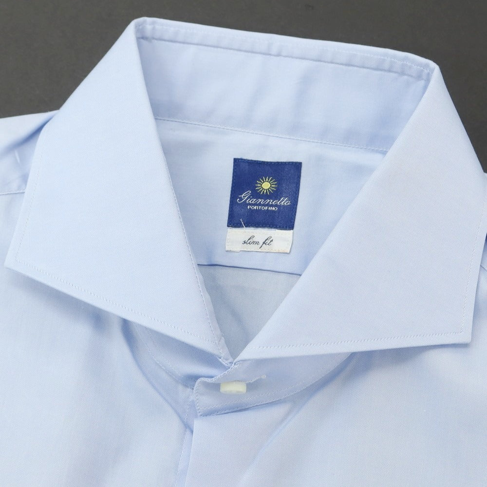 【中古】ジャンネット giannetto コットン ホリゾンタルカラー ドレスシャツ ライトブルー【 43 】【 状態ランクB 】【 メンズ 】