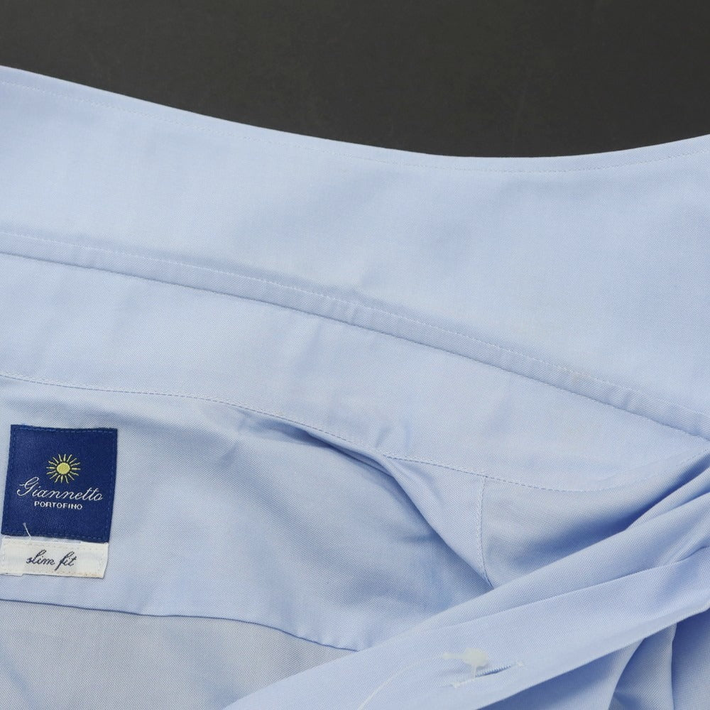 【中古】ジャンネット giannetto コットン ホリゾンタルカラー ドレスシャツ ライトブルー【 43 】【 状態ランクB 】【 メンズ 】