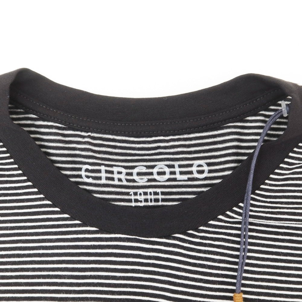 【新品】チルコロ1901 CIRCOLO 1901 コットン ボーダー クルーネック 半袖Tシャツ ブラックxホワイト【 S 】【 状態ランクN 】【 メンズ 】