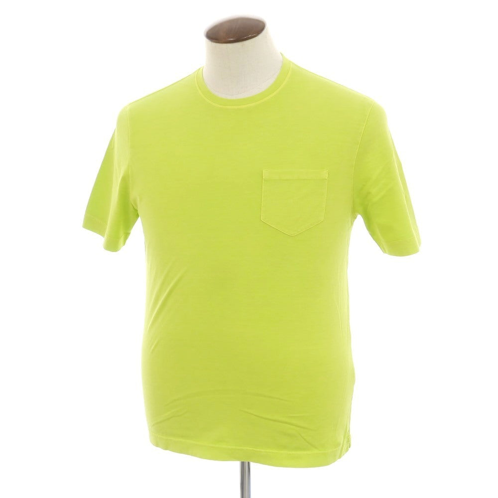 【新品】フィリッポ デ ローレンティス FILIPPO DE LAURENTIIS コットン クルーネック ポケット 半袖Tシャツ ライムグリーン【 48 】【 状態ランクN 】【 メンズ 】