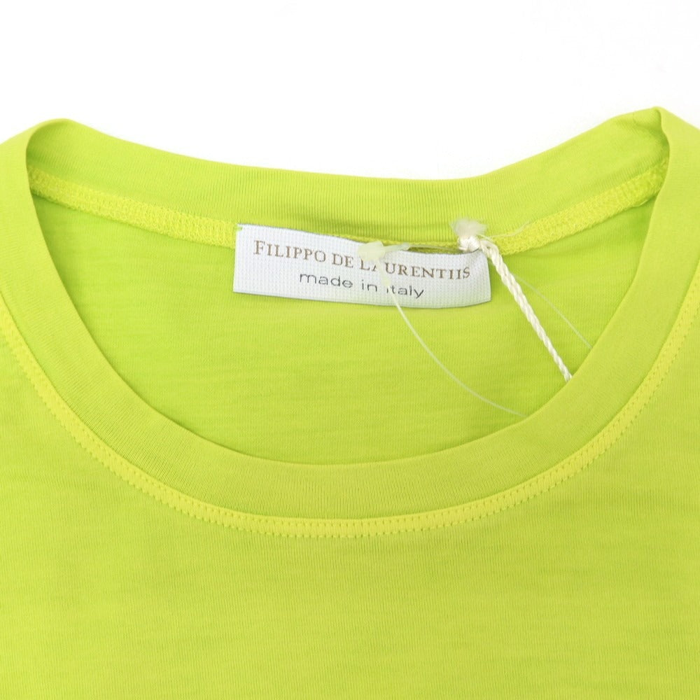 【新品】フィリッポ デ ローレンティス FILIPPO DE LAURENTIIS コットン クルーネック ポケット 半袖Tシャツ ライムグリーン【 48 】【 状態ランクN 】【 メンズ 】
