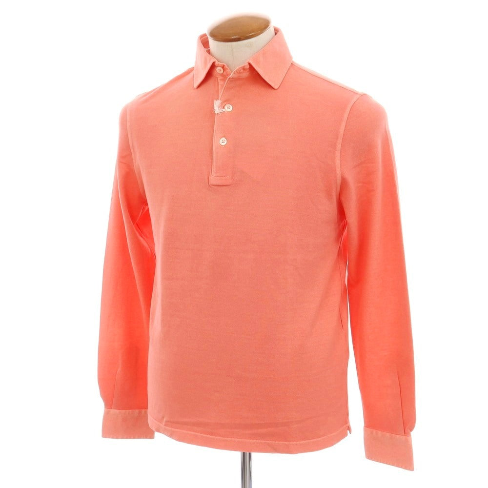 【新品】フィリッポ デ ローレンティス FILIPPO DE LAURENTIIS  コットン 鹿の子 長袖ポロシャツ コーラルピンク【 46 】【 状態ランクN 】【 メンズ 】