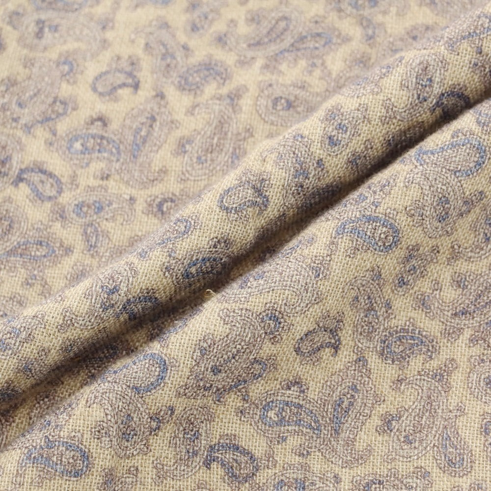 【新品】ジャンネット giannetto リネンコットン ペイズリー柄 ストール ベージュxブルー【 状態ランクN 】【 メンズ 】