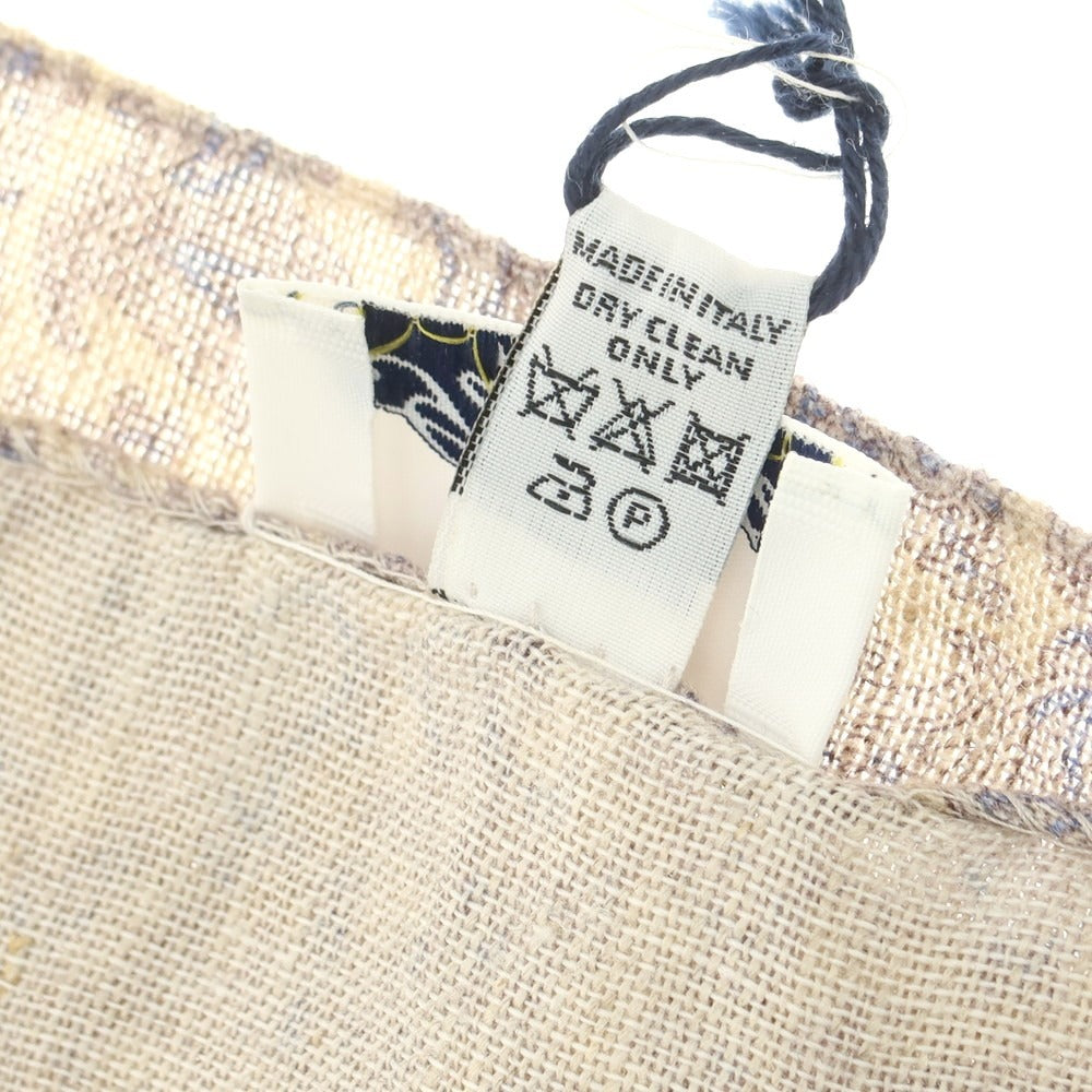 【新品】ジャンネット giannetto リネンコットン ペイズリー柄 ストール ベージュxブルー【 状態ランクN 】【 メンズ 】