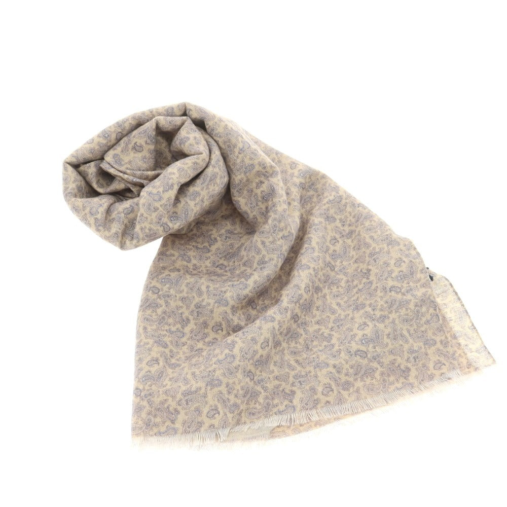 【新品】ジャンネット giannetto リネンコットン ペイズリー柄 ストール ベージュxブルー【 状態ランクN 】【 メンズ 】