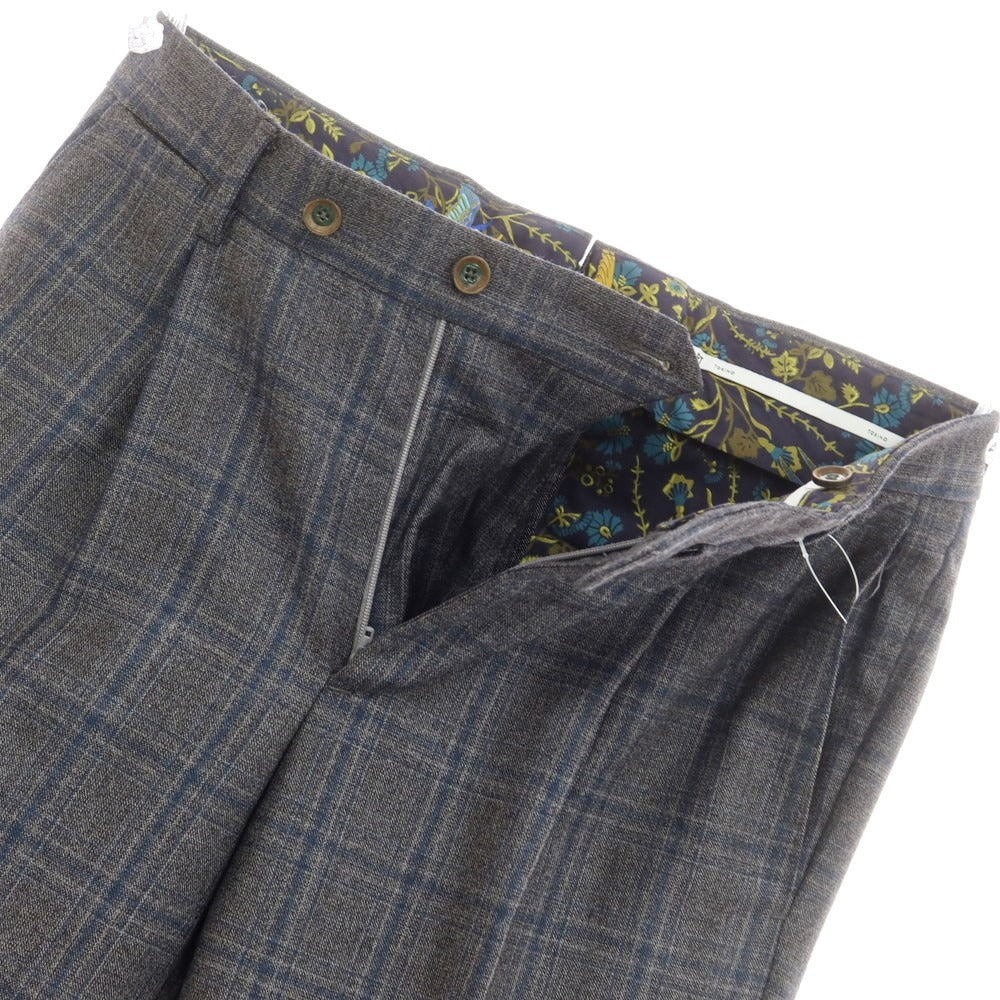 【中古】ピーティートリノ PT TORINO ウール チェック ドレススラックスパンツ グレーxネイビー【サイズ46】【GRY】【A/W】【状態ランクB】【メンズ】