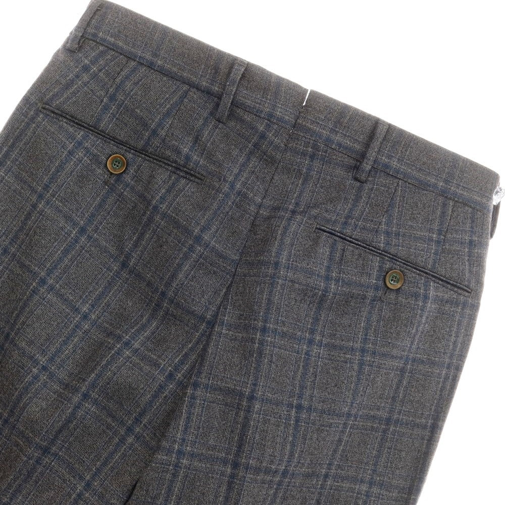 【中古】ピーティートリノ PT TORINO ウール チェック ドレススラックスパンツ グレーxネイビー【サイズ46】【GRY】【A/W】【状態ランクB】【メンズ】