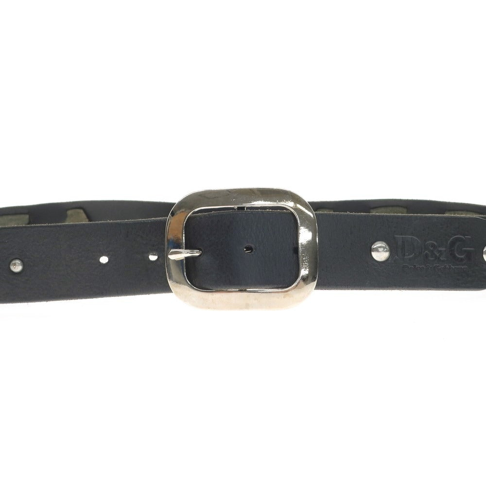 【中古】ディーアンドジー D&G レザー スタッズ ベルト ブラック【 85/34 】【 状態ランクC 】【 メンズ 】