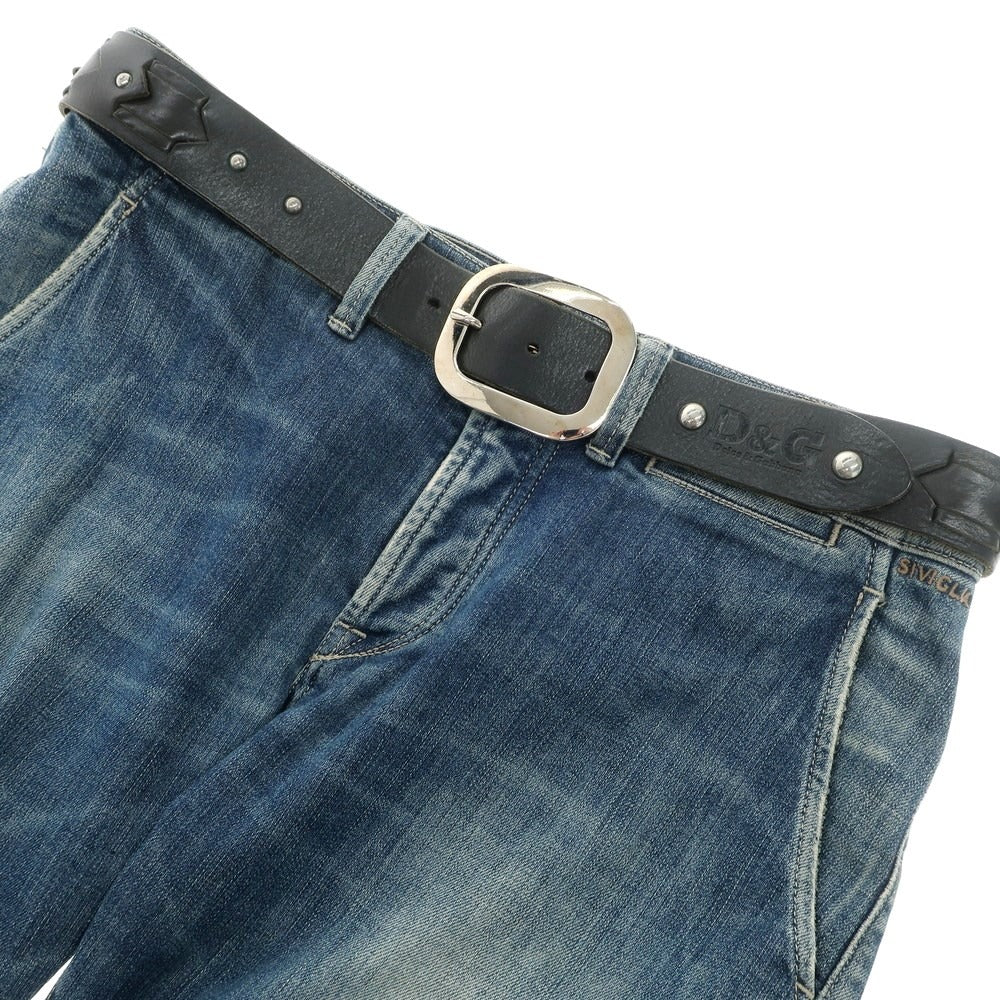 【中古】ディーアンドジー D&G レザー スタッズ ベルト ブラック【 85/34 】【 状態ランクC 】【 メンズ 】
