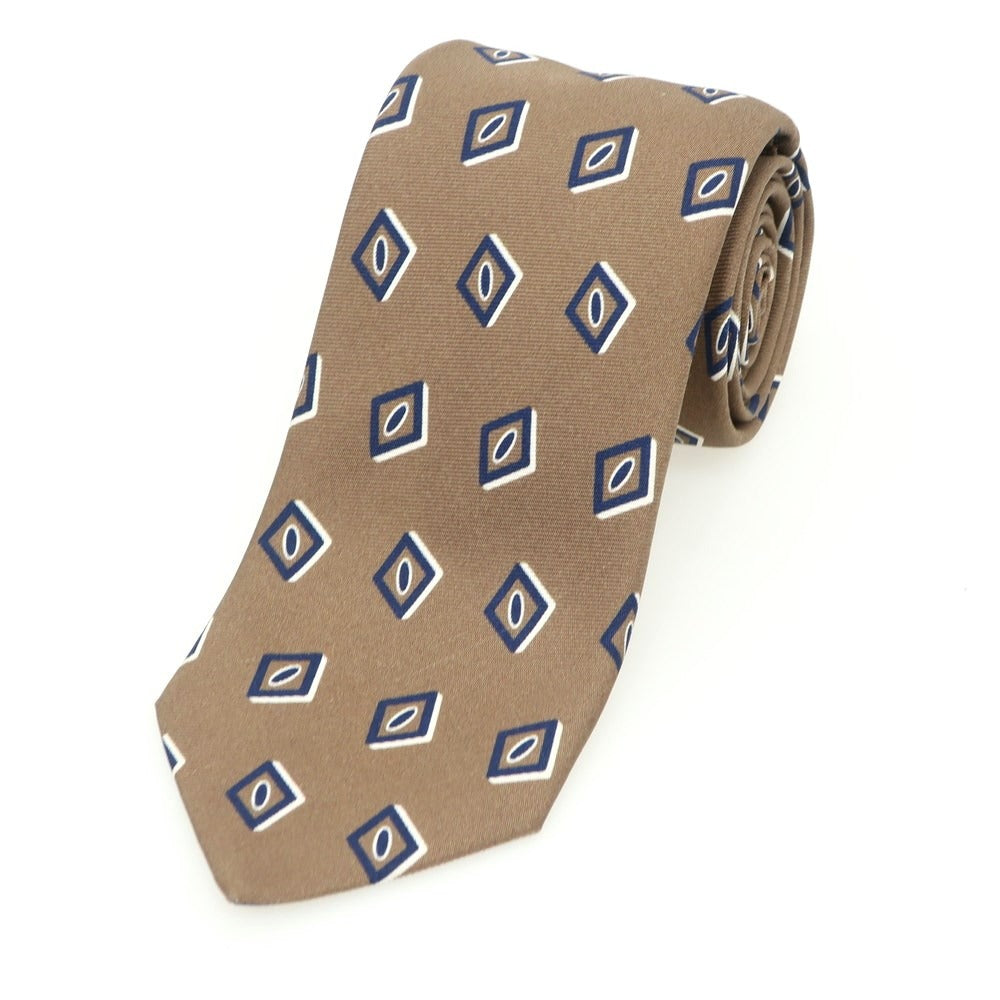 【中古】ホリデイ アンド ブラウン HOLLIDAY & BROWN BEAMS F別注 シルク プリント 小紋柄ネクタイ ブラウンxネイビー【BEI】【S/S/A/W】【状態ランクB】【メンズ】