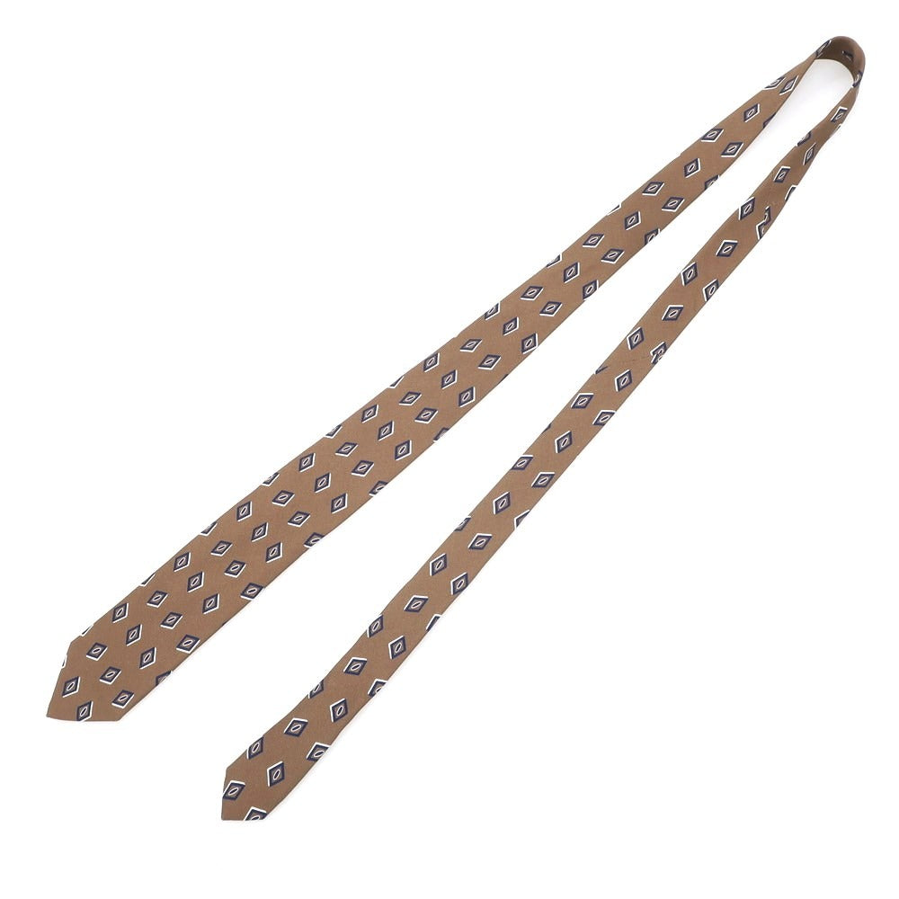 【中古】ホリデイ アンド ブラウン HOLLIDAY & BROWN BEAMS F別注 シルク プリント 小紋柄ネクタイ ブラウンxネイビー【BEI】【S/S/A/W】【状態ランクB】【メンズ】
