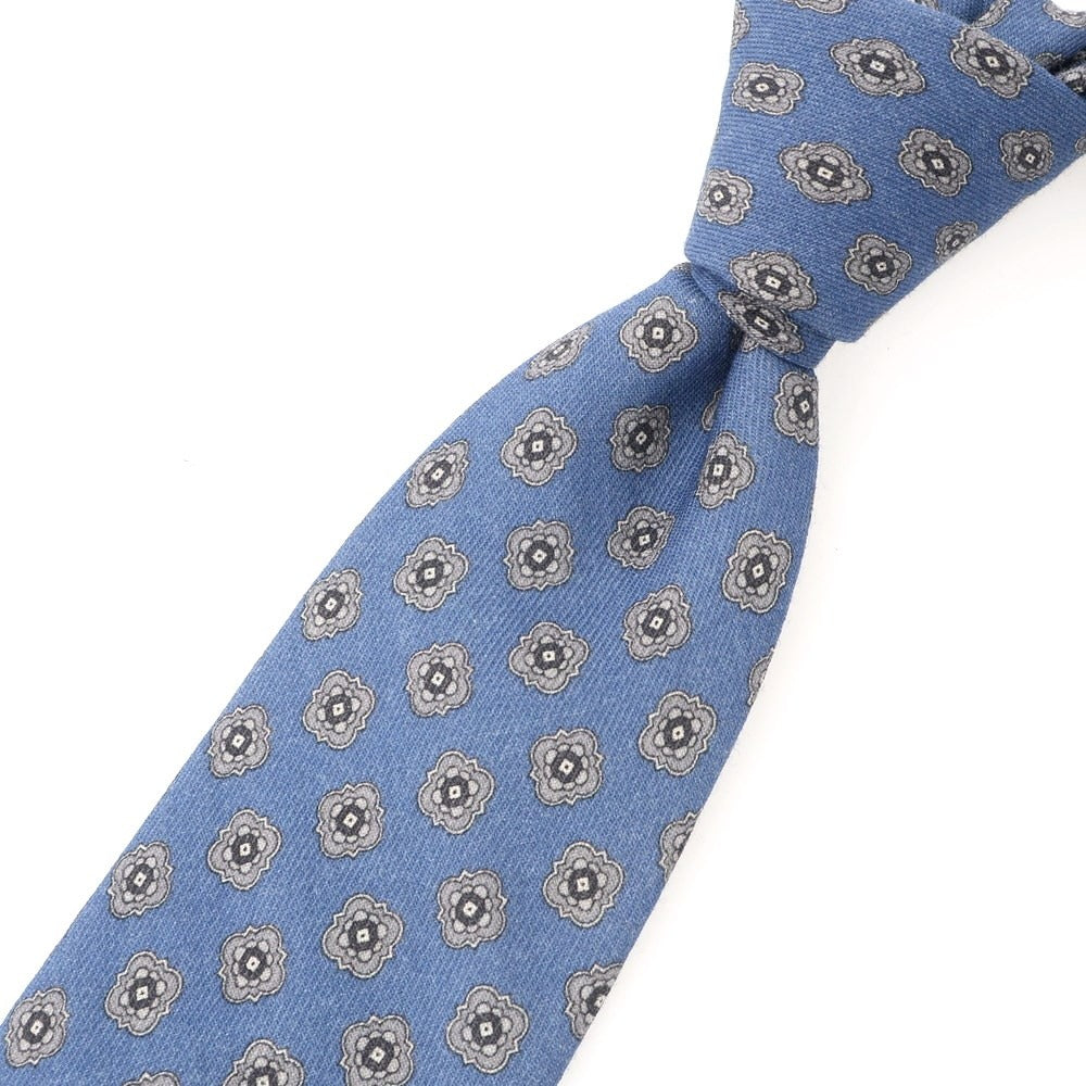 【SALE30%OFF/返品不可】【中古】フランコミヌッチ franco minucci ウール プリント 小紋柄ネクタイ ブルーxグレー【BLU】【A/W】【状態ランクB】【メンズ】