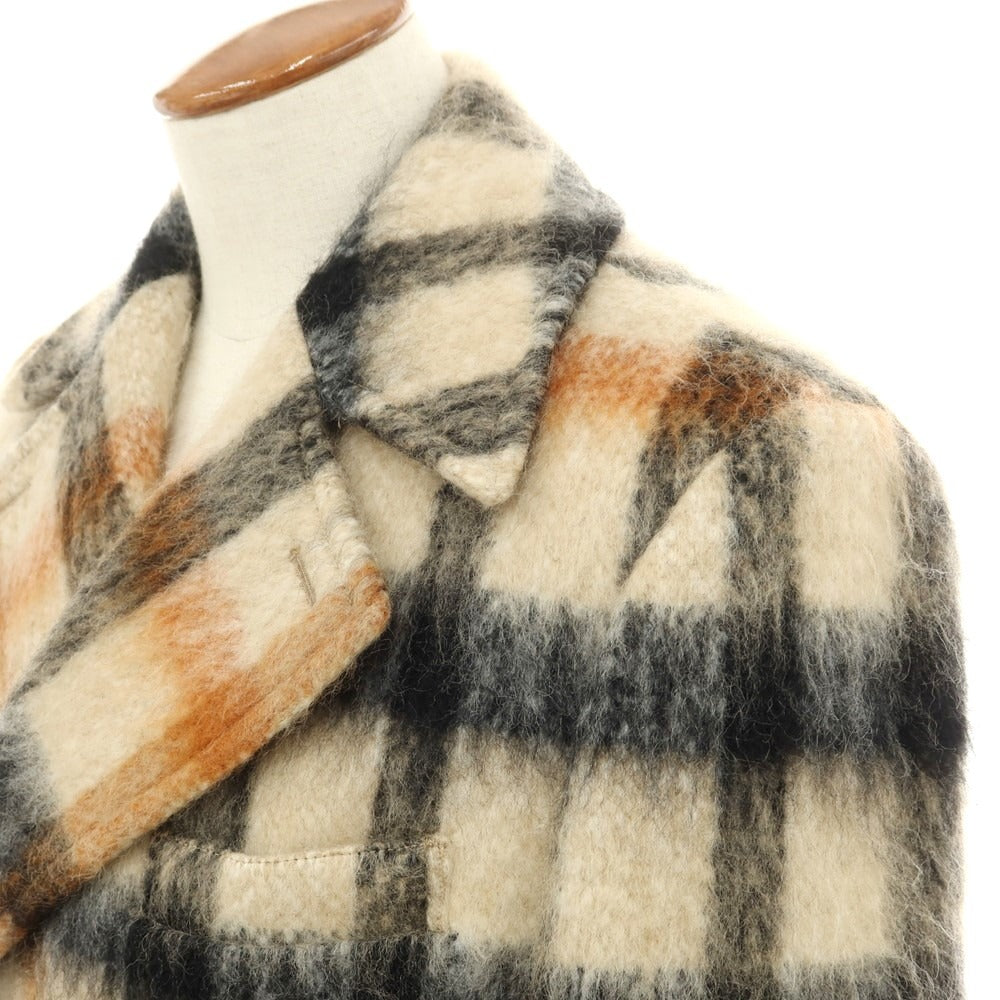 【中古】ダックス DAKS ウールモヘヤナイロン チェック ダブルブレストコート ベージュxブラック【 M 】【 状態ランクB 】【 メンズ 】
