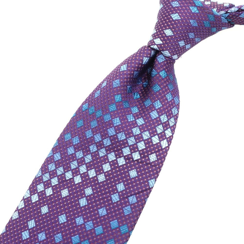【中古】ランバン LANVIN シルク ネクタイ パープルxライトブルー【PUP】【S/S/A/W】【状態ランクC】【メンズ】