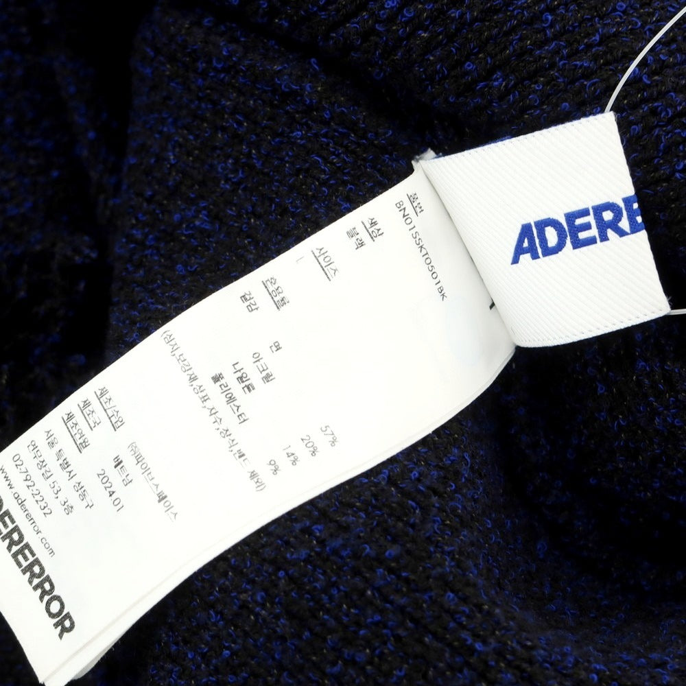【中古】アーダーエラー ADER error コットンアクリル系 クルーネック 半袖 プルオーバーニット ブラックxブルー【 L 】【 状態ランクB 】【 メンズ 】