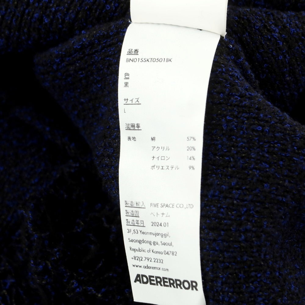 【中古】アーダーエラー ADER error コットンアクリル系 クルーネック 半袖 プルオーバーニット ブラックxブルー【 L 】【 状態ランクB 】【 メンズ 】