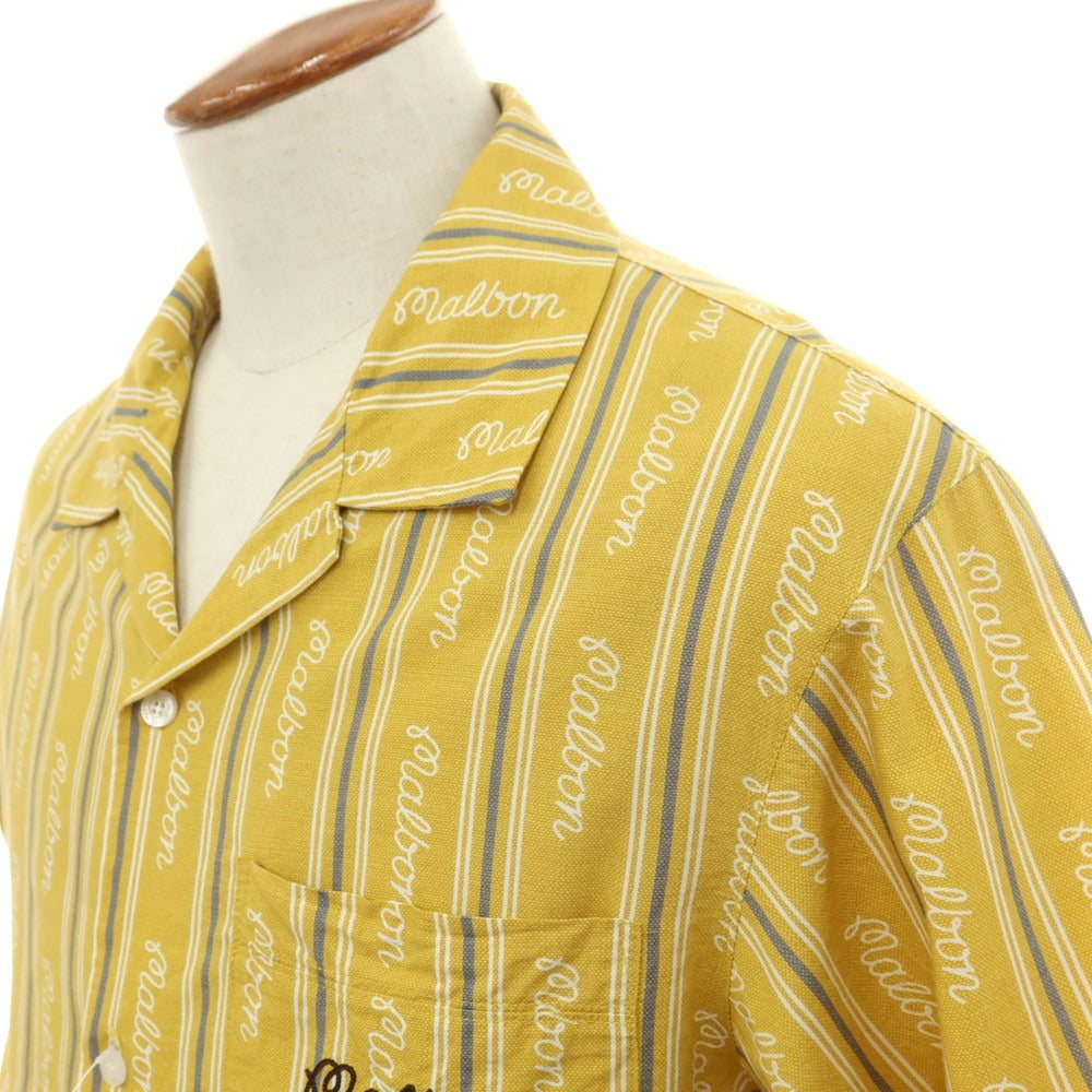 【中古】マルボン ゴルフ MALBON GOLF レーヨンコットン オープンカラー 半袖シャツ イエロー【 95(M) 】【 状態ランクB 】【 メンズ 】
