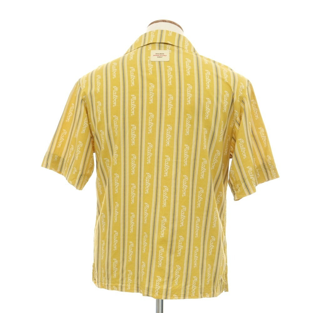 【中古】マルボン ゴルフ MALBON GOLF レーヨンコットン オープンカラー 半袖シャツ イエロー【 95(M) 】【 状態ランクB 】【 メンズ 】