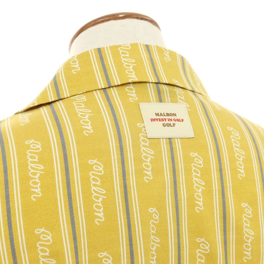 【中古】マルボン ゴルフ MALBON GOLF レーヨンコットン オープンカラー 半袖シャツ イエロー【 95(M) 】【 状態ランクB 】【 メンズ 】