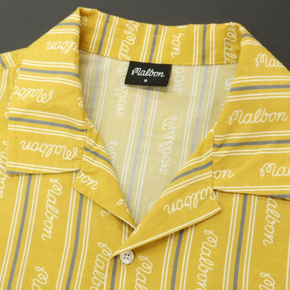 【中古】マルボン ゴルフ MALBON GOLF レーヨンコットン オープンカラー 半袖シャツ イエロー【 95(M) 】【 状態ランクB 】【 メンズ 】