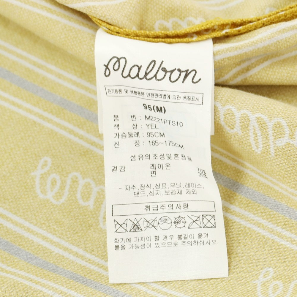 【中古】マルボン ゴルフ MALBON GOLF レーヨンコットン オープンカラー 半袖シャツ イエロー【 95(M) 】【 状態ランクB 】【 メンズ 】