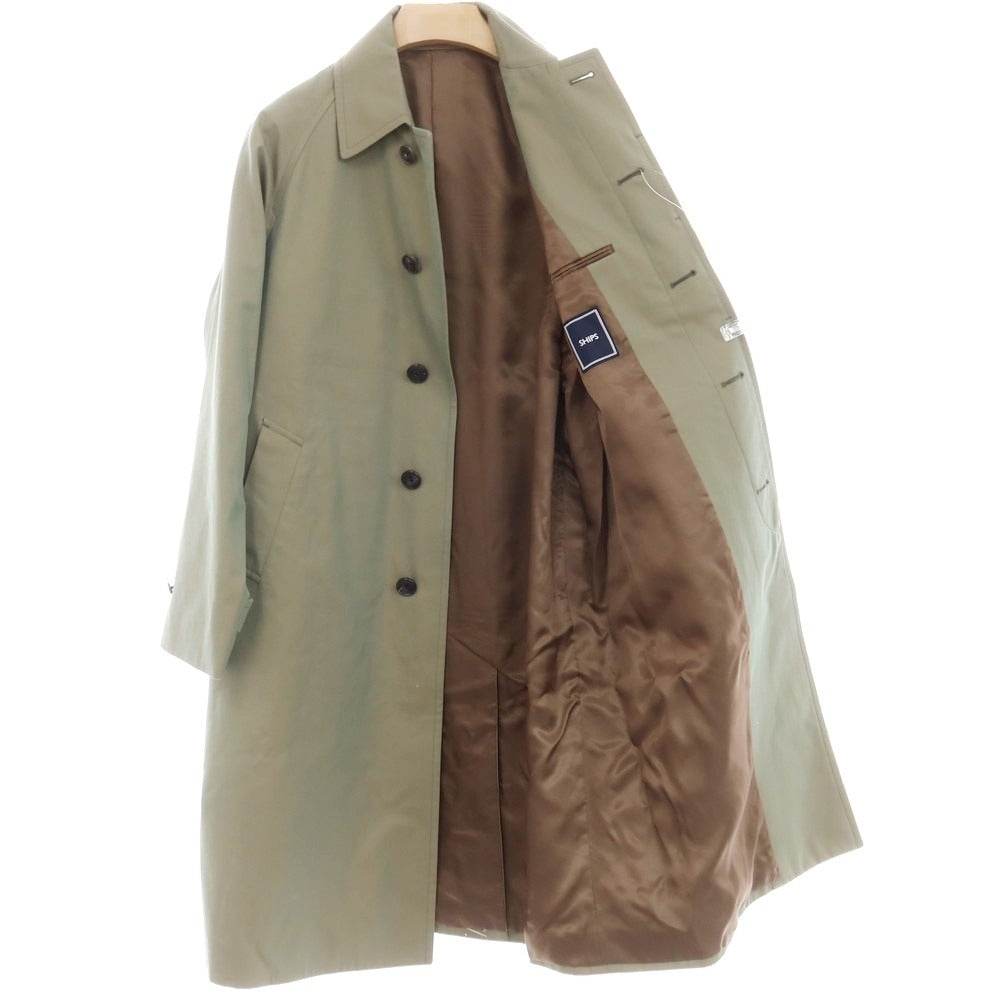 【中古】シップス SHIPS ベルテッド ステンカラーコート グリーンベージュ系【 M 】【 状態ランクB 】【 メンズ 】