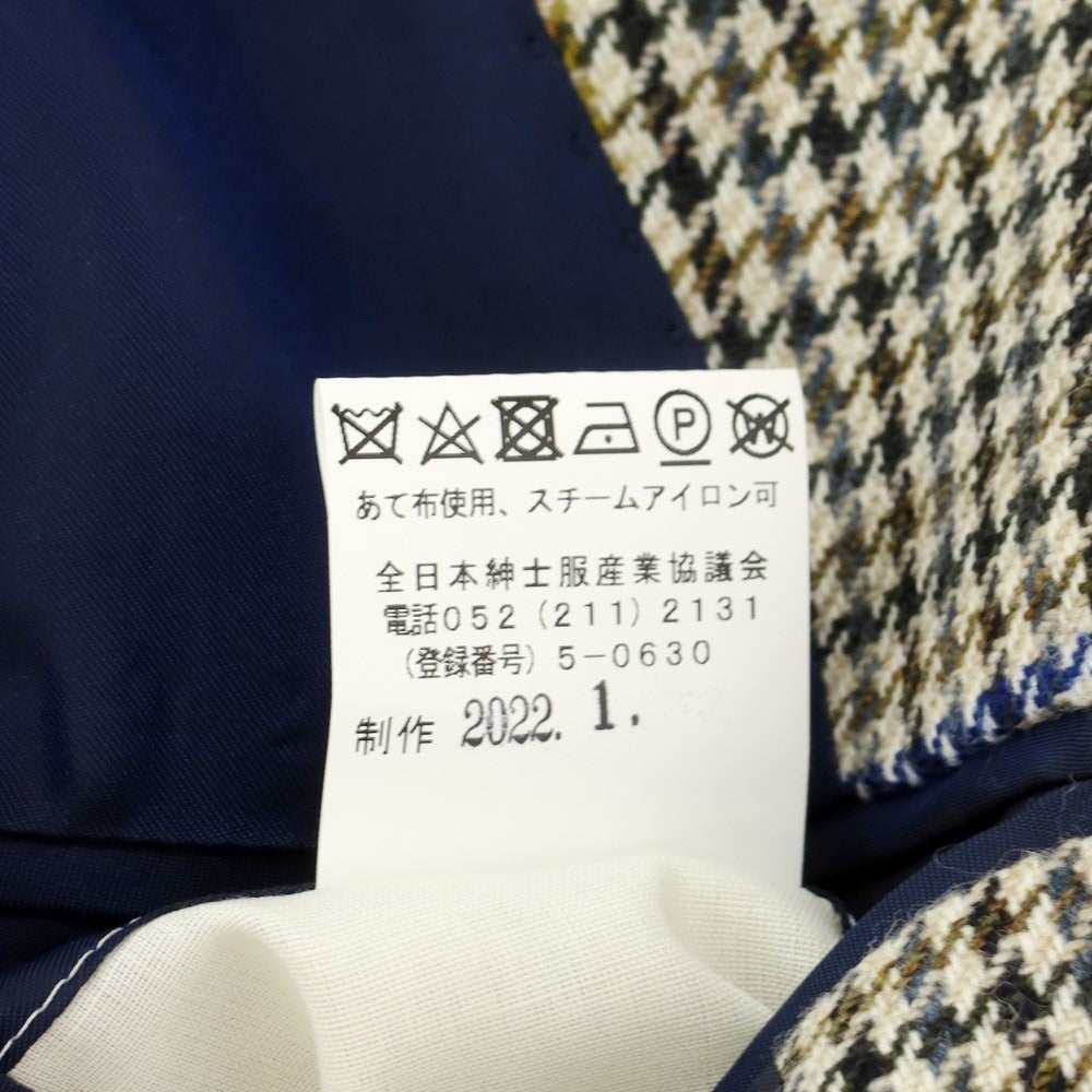【中古】レクトゥール LECTEUR ウール チェック 3つボタン テーラードジャケット ベージュxカーキ【 表記なし(M位) 】【 状態ランクB 】【 メンズ 】