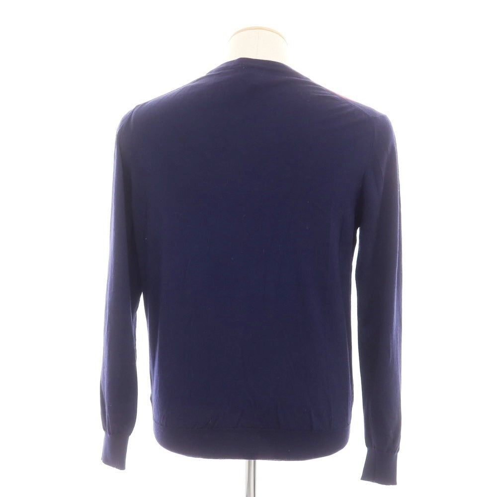 【中古】スヴェーヴォ SVEVO ハイゲージ SUPERFINE MERINOS 160’s ウール クルーネック プルオーバーニット ネイビー【 S/48 】【 状態ランクB 】【 メンズ 】