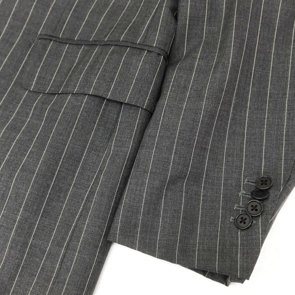 【中古】ビームスエフ BEAMS F Sartello by BEAMS ウール ストライプ 3つボタンスーツ ダークグレーxホワイト【 44 】【 状態ランクC 】【 メンズ 】