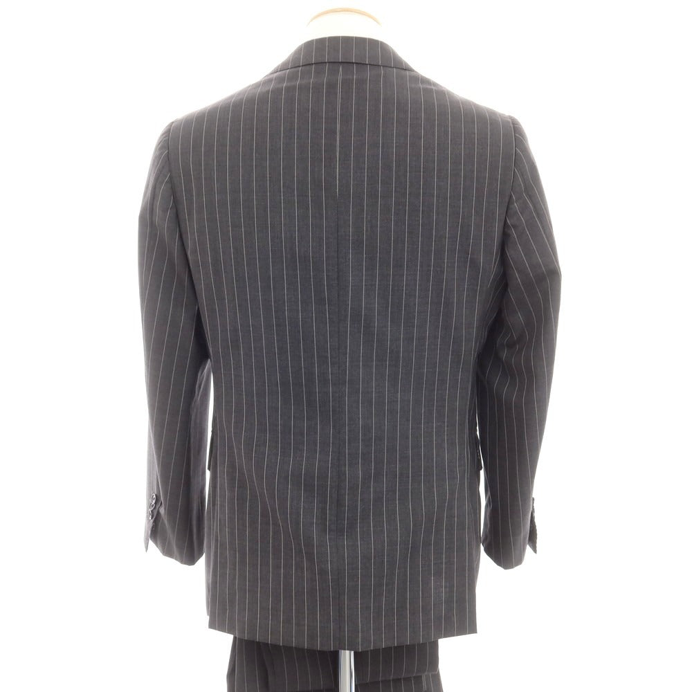 【中古】ビームスエフ BEAMS F Sartello by BEAMS ウール ストライプ 3つボタンスーツ ダークグレーxホワイト【 44 】【 状態ランクC 】【 メンズ 】