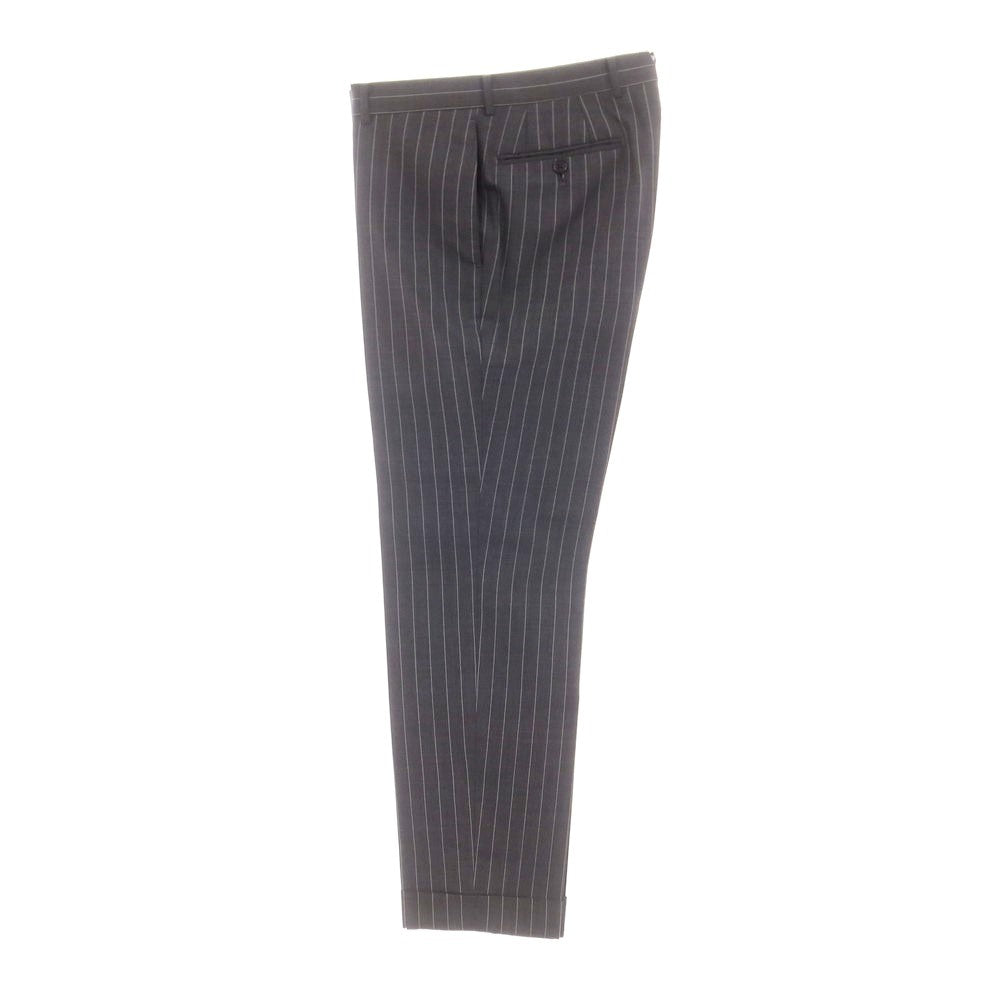 【中古】ビームスエフ BEAMS F Sartello by BEAMS ウール ストライプ 3つボタンスーツ ダークグレーxホワイト【 44 】【 状態ランクC 】【 メンズ 】