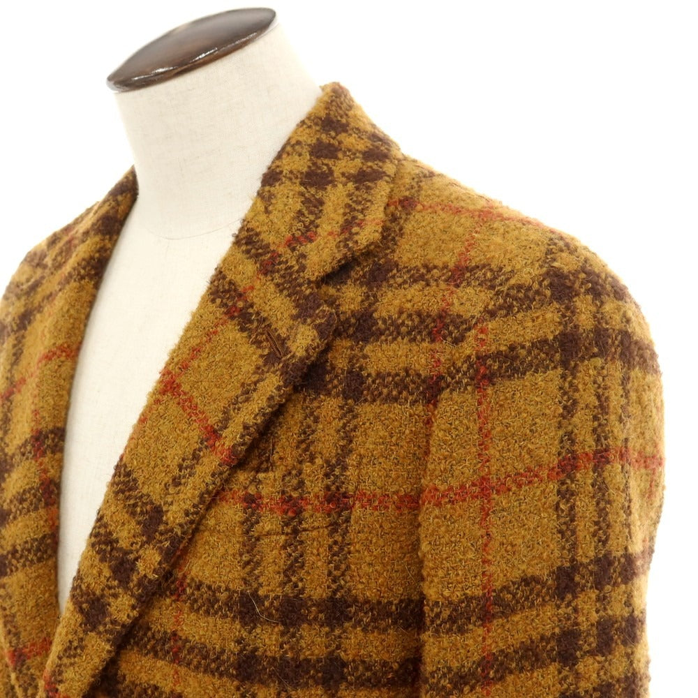 【中古】【未使用】エルネスト ernesto GFB ウールポリエステル系 チェック 2B テーラードジャケット キャメルxダークブラウン【 50 】【 状態ランクS 】【 メンズ 】