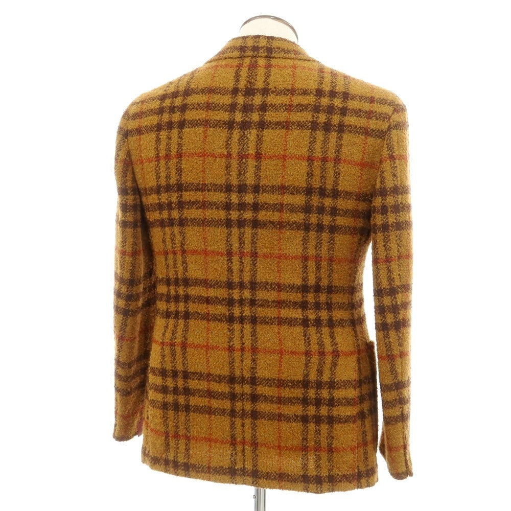 【中古】【未使用】エルネスト ernesto GFB ウールポリエステル系 チェック 2B テーラードジャケット キャメルxダークブラウン【 50 】【 状態ランクS 】【 メンズ 】