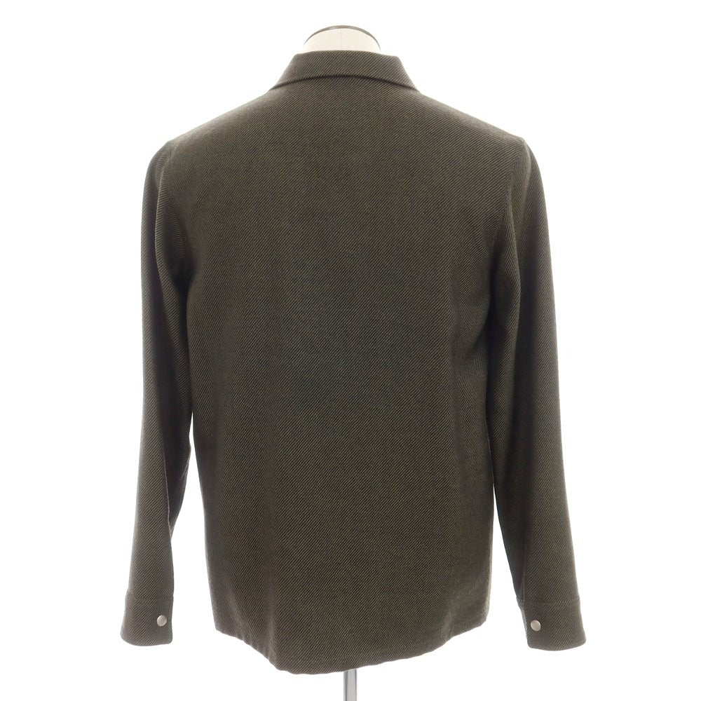 【新品アウトレット】ラ テッラ LA TERRA ウール系 スナップボタン シャツブルゾン オリーブxブラック【 表記なし(L位) 】【 状態ランクN- 】【 メンズ 】