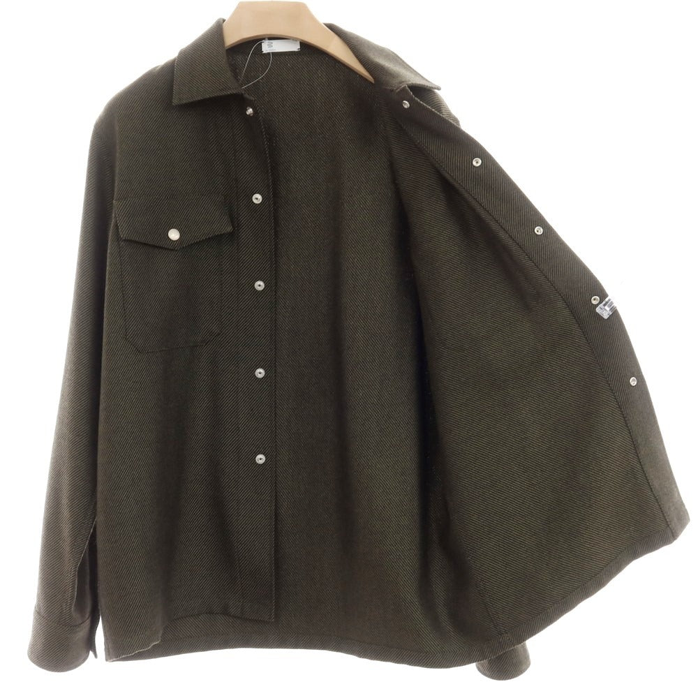 【新品アウトレット】ラ テッラ LA TERRA ウール系 スナップボタン シャツブルゾン オリーブxブラック【 表記なし(L位) 】【 状態ランクN- 】【 メンズ 】