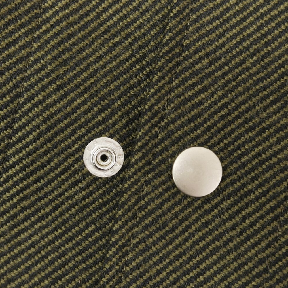 【新品アウトレット】ラ テッラ LA TERRA ウール系 スナップボタン シャツブルゾン オリーブxブラック【 表記なし(L位) 】【 状態ランクN- 】【 メンズ 】