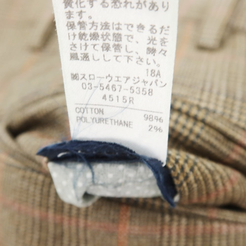 【中古】インコテックス INCOTEX ストレッチ コットン グレンチェック カジュアルスラックスパンツ ベージュxブラウン【 48 】【 状態ランクB 】【 メンズ 】
