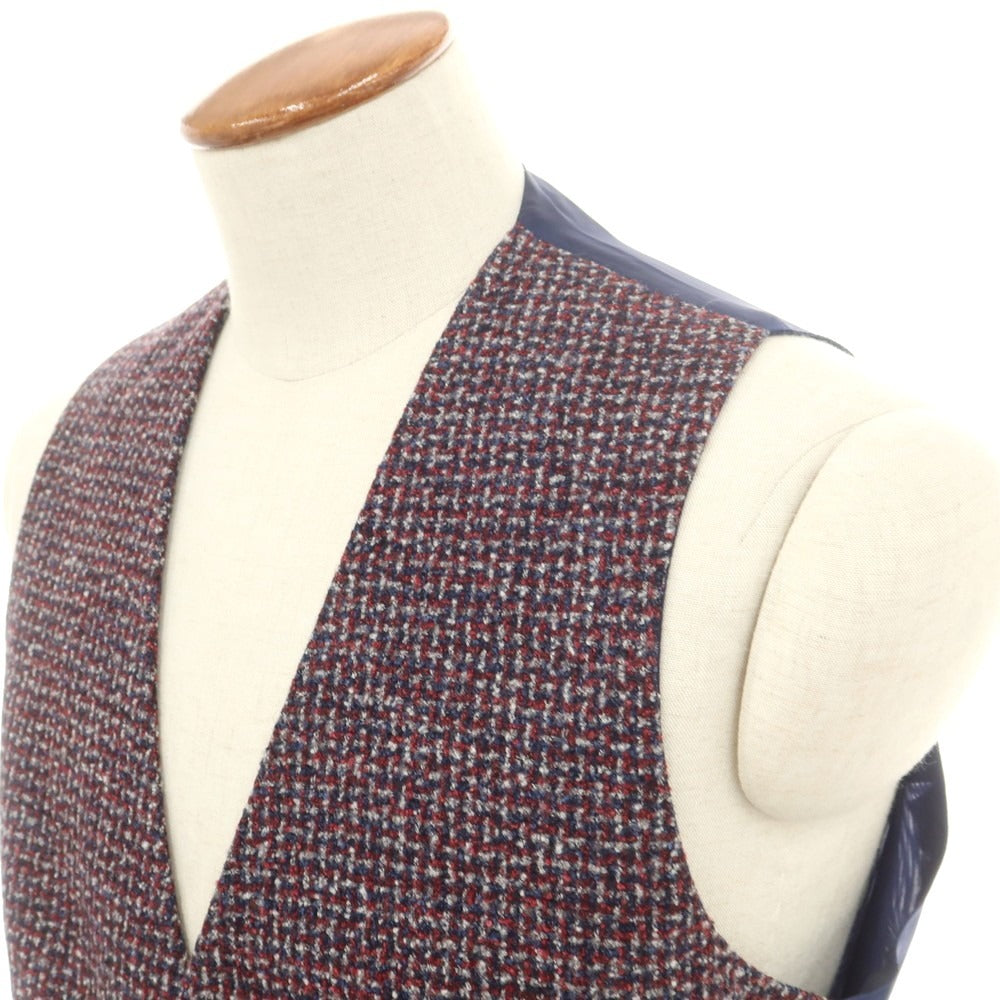 【中古】タリアトーレ TAGLIATORE ライトツイード ドレス系ジレ ベスト レッド系xネイビー【 48 】【 状態ランクA 】【 メンズ 】