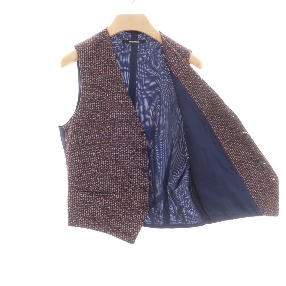 【中古】タリアトーレ TAGLIATORE ライトツイード ドレス系ジレ ベスト レッド系xネイビー【 48 】【 状態ランクA 】【 メンズ 】