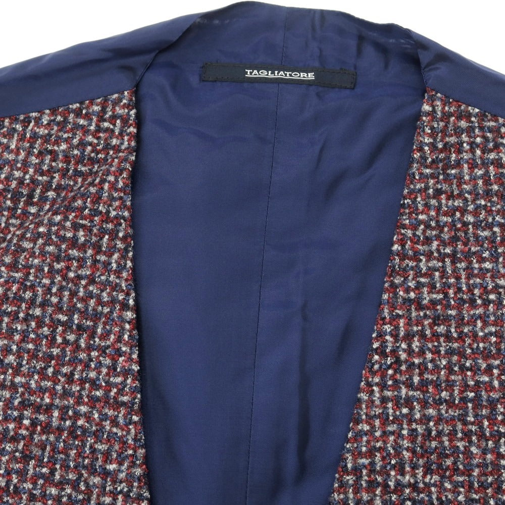 【中古】タリアトーレ TAGLIATORE ライトツイード ドレス系ジレ ベスト レッド系xネイビー【 48 】【 状態ランクA 】【 メンズ 】