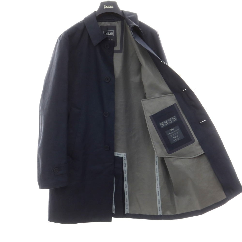 【中古】ヘルノ Herno Laminar リネン ステンカラーコート ネイビー【 50 】【 状態ランクB 】【 メンズ 】