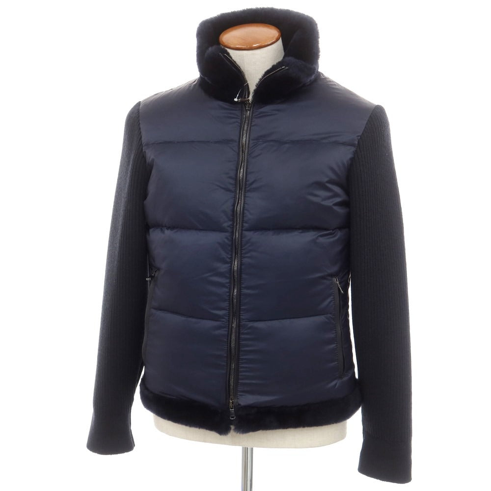 【中古】エンメティ EMMETI DARWIN ムートン ナイロン ダウンジャケット ネイビー【 48 】【 状態ランクB 】【 メンズ 】