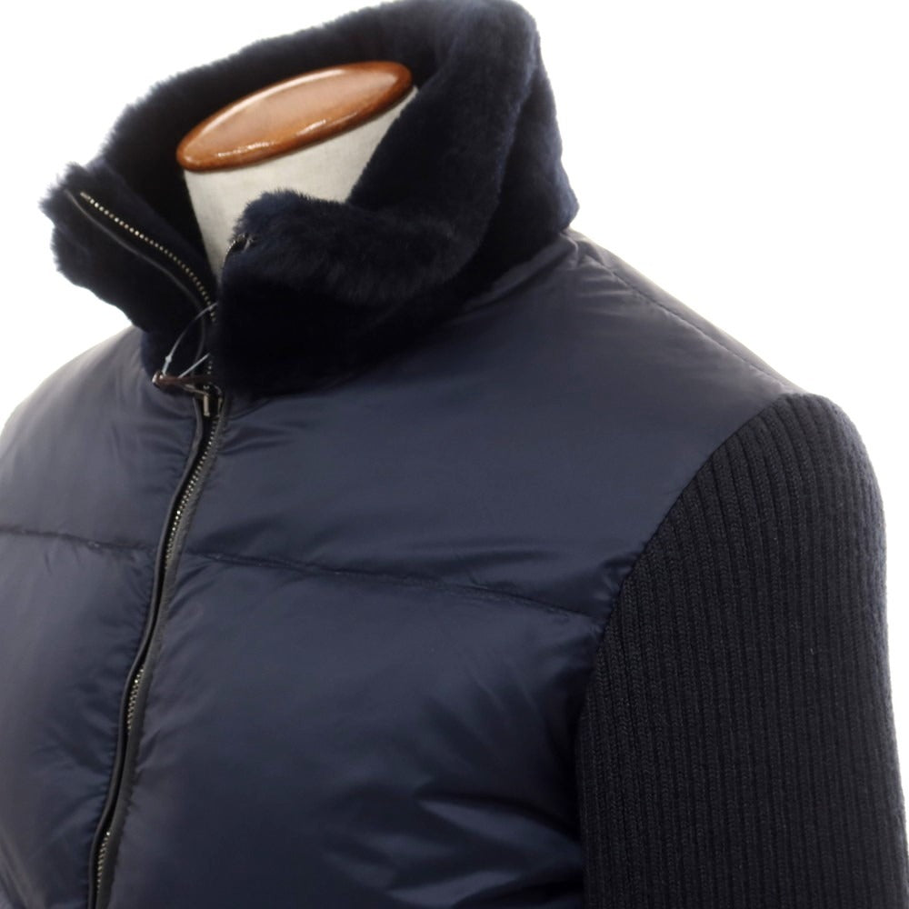 【中古】エンメティ EMMETI DARWIN ムートン ナイロン ダウンジャケット ネイビー【 48 】【 状態ランクB 】【 メンズ 】