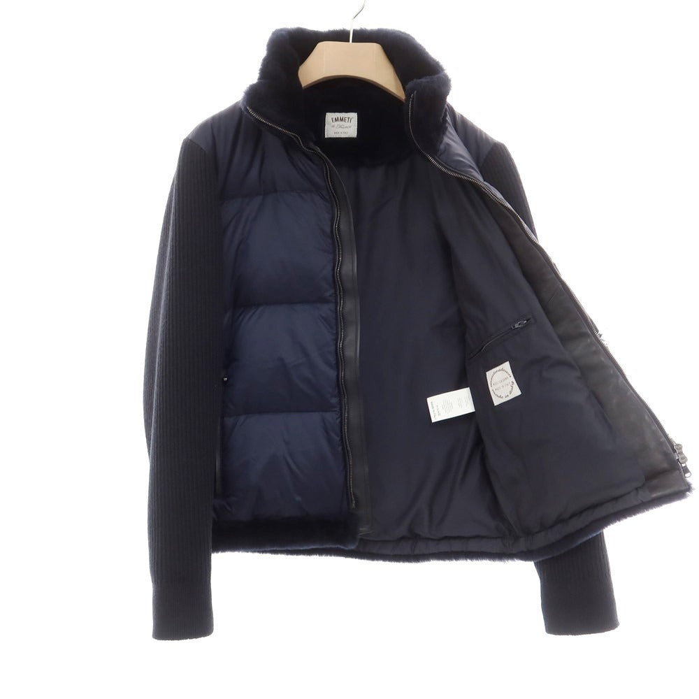 【中古】エンメティ EMMETI DARWIN ムートン ナイロン ダウンジャケット ネイビー【 48 】【 状態ランクB 】【 メンズ 】