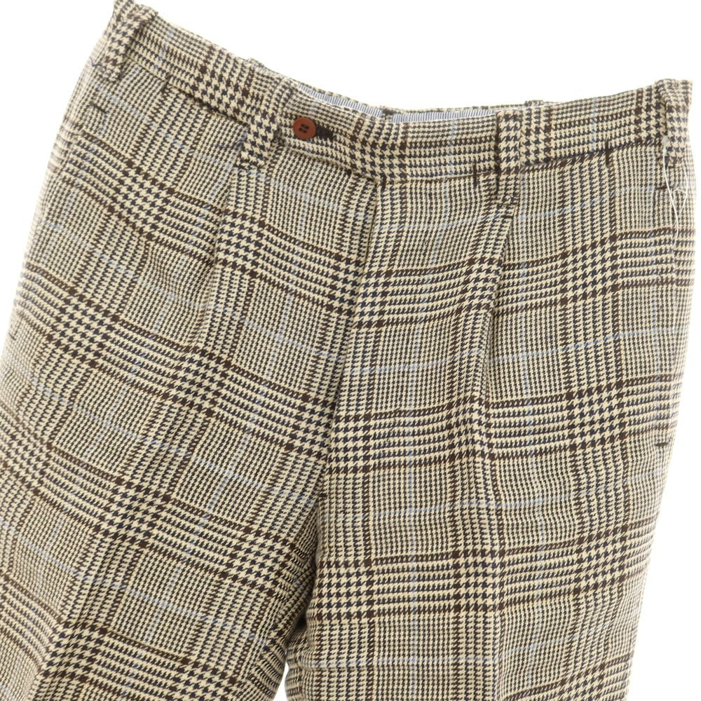 【中古】レ スパーデ Le Spade Sharon別注 ウールシルクリネン グレンチェック ドレススラックスパンツ ベージュxブラウン【 44 】【 状態ランクA 】【 メンズ 】