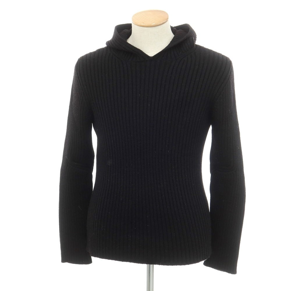 【中古】プラダスポーツ PRADA SPORTS ミドルゲージ ウール系 ニットパーカー ブラック【 表記なし(M位) 】【 状態ランクC 】【 メンズ 】